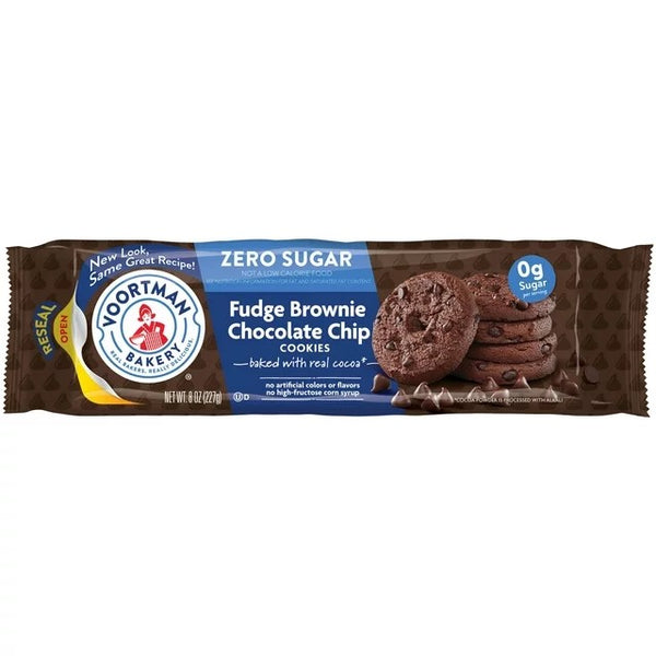 Bakery Zero Sugar Fudge Brownie Chocolate Chip Cookies, 3 pack, 8 oz, plus 3 My Outlet Mall Resealable Storage Pouches