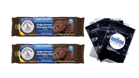 Bakery Zero Sugar Fudge Brownie Chocolate Chip Cookies, 2 pack, 8 oz, plus 3 My Outlet Mall Resealable Storage Pouches