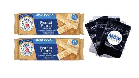 Zero Sugar Peanut Butter Wafers, No Artificial Colors or Flavors, 2 Packs, 9 oz per pack, plus 3 My Outlet Mall Resealable Storage Pouches