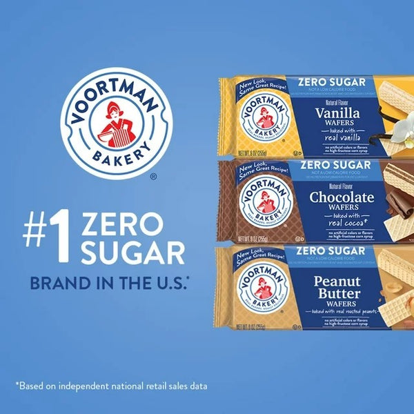 Zero Sugar Peanut Butter Wafers, No Artificial Colors or Flavors, 2 Packs, 9 oz per pack, plus 3 My Outlet Mall Resealable Storage Pouches