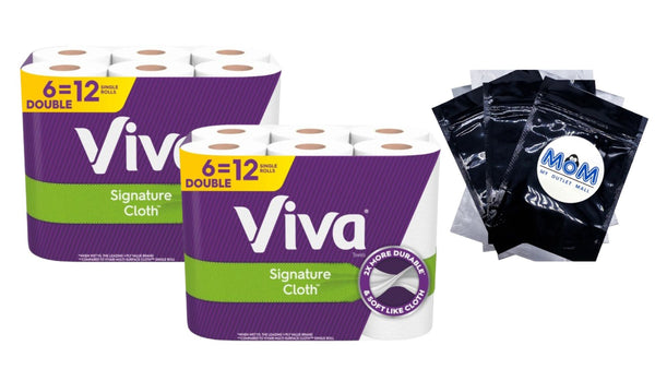 Signature Cloth Paper Towels - 2 Pack - 6 Double Rolls per pack - plus 3 My Outlet Mall Resealable Storage Pouches
