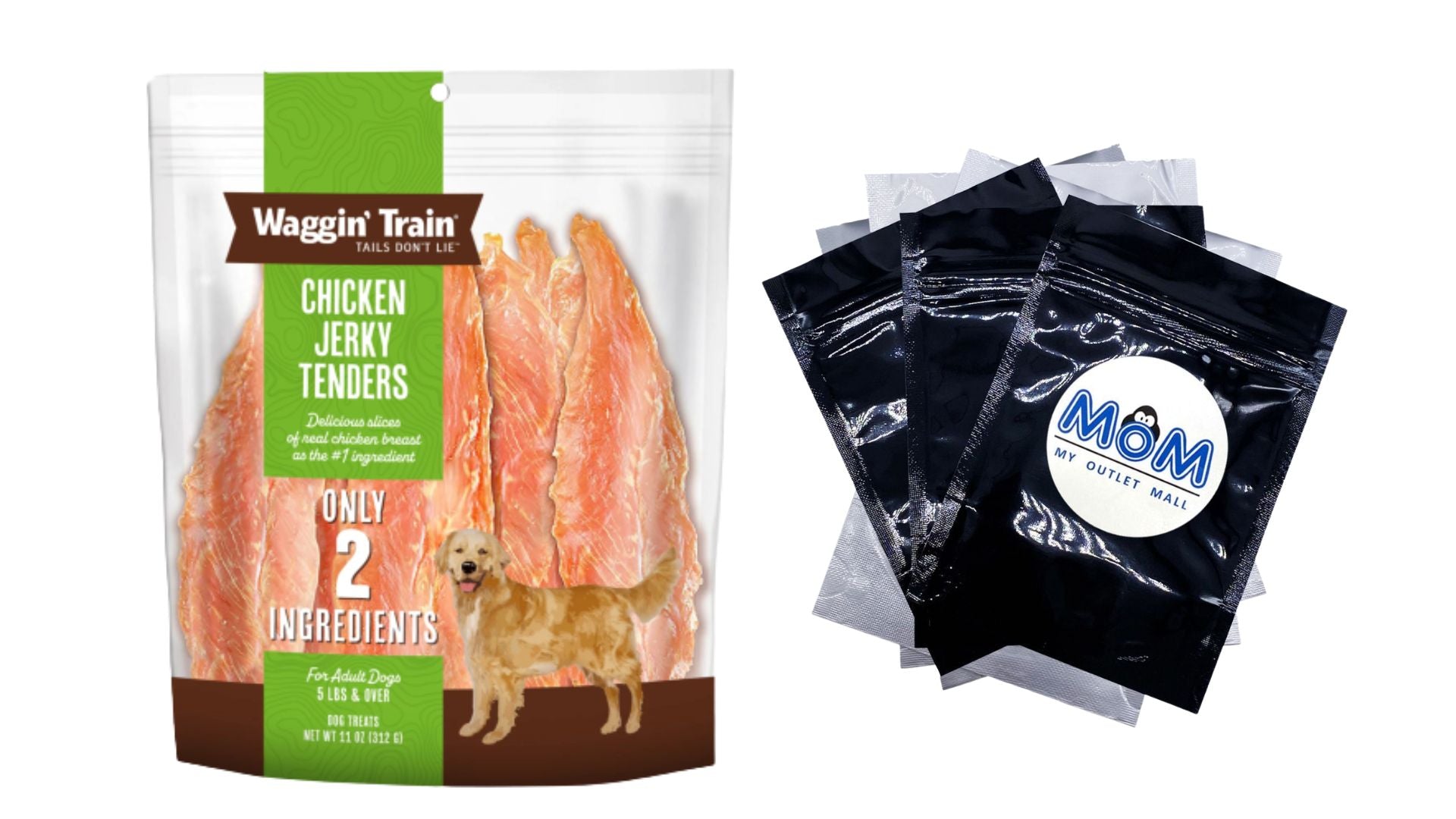 Chicken Jerky Tenders Limited Ingredient, Grain Free Dog Treat, 1 pack, 11 oz, plus 3 My Outlet Mall Resealable Storage Pouches