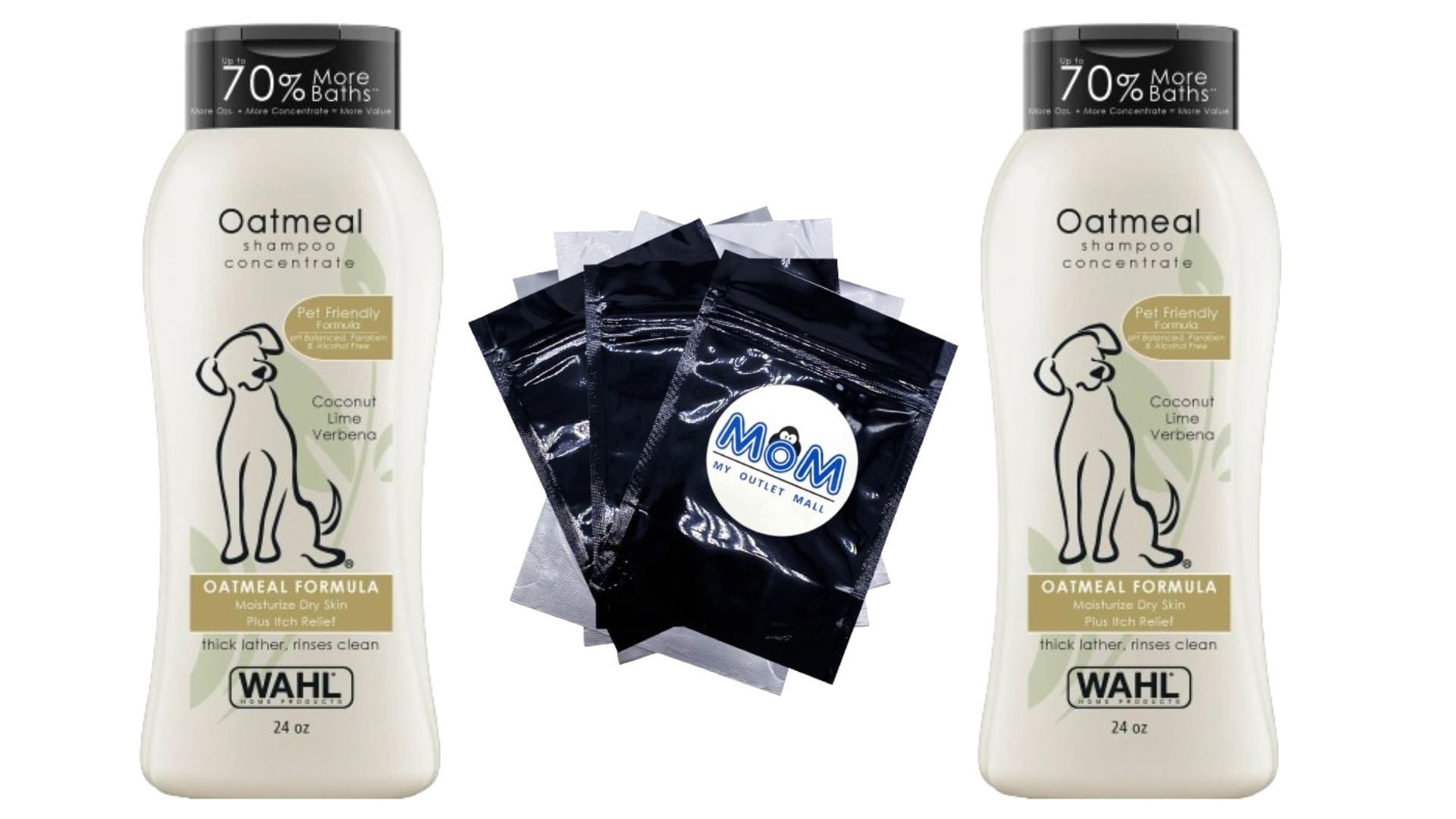 Oatmeal Dog Shampoo Concentrate, Coconut Lim Verbena - 2 packs- 24 oz - plus 3 My Outlet Mall Resealable Storage Pouches