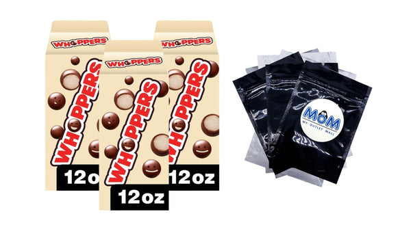 Malted Milk Balls Candy, Box - 3 packs - 12 oz - plus 3 My Outlet Mall Resealable Storage Pouches