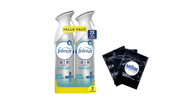 Air Freshener Spray, Odor-Fighting Room Spray, Heavy Duty Crisp Clean- 1 pack - 2 count per pack - plus 3 My Outlet Mall Resealable Storage Pouches