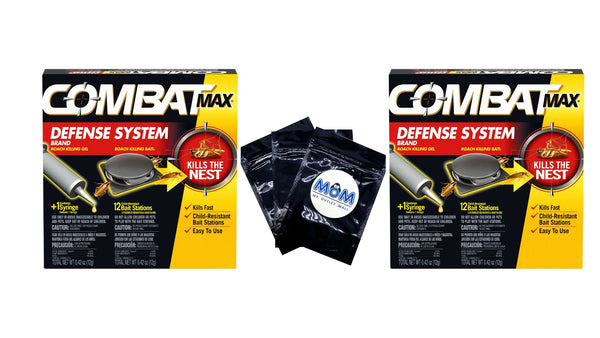 Defense System Brand, Small Roach Killing Bait and Roach Killing Gel -  2 packs - 12 count per pack plus 3 My Outlet Mall Resealable Storage Pouches