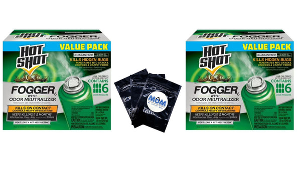 Indoor Insect Fogger with Odor Neutralizer-  2 packs - 6 count per pack plus 3 My Outlet Mall Resealable Storage Pouches