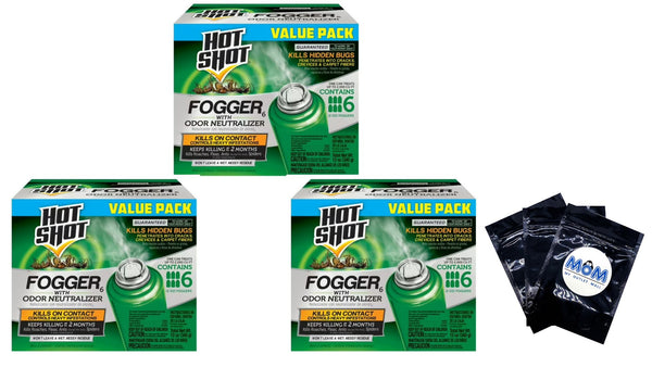 Indoor Insect Fogger with Odor Neutralizer -  3 packs - 6 count per pack plus 3 My Outlet Mall Resealable Storage Pouches