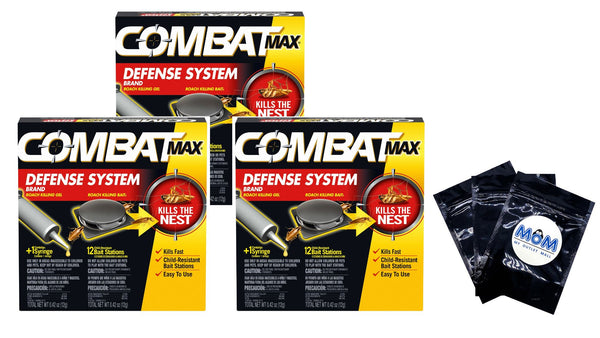 Defense System Brand, Small Roach Killing Bait and Roach Killing Gel -  3 packs - 12 count per pack plus 3 My Outlet Mall Resealable Storage Pouches