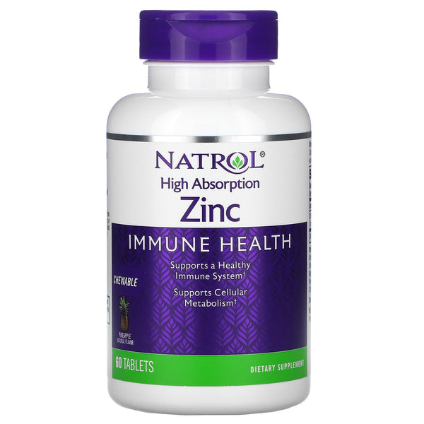 Natrol High Absorption Zinc Natural Pineapple Flavor Chewable Tablets