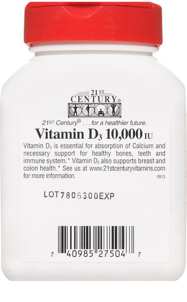 21st Century Vitamin D3 250 mcg (10,000 IU)