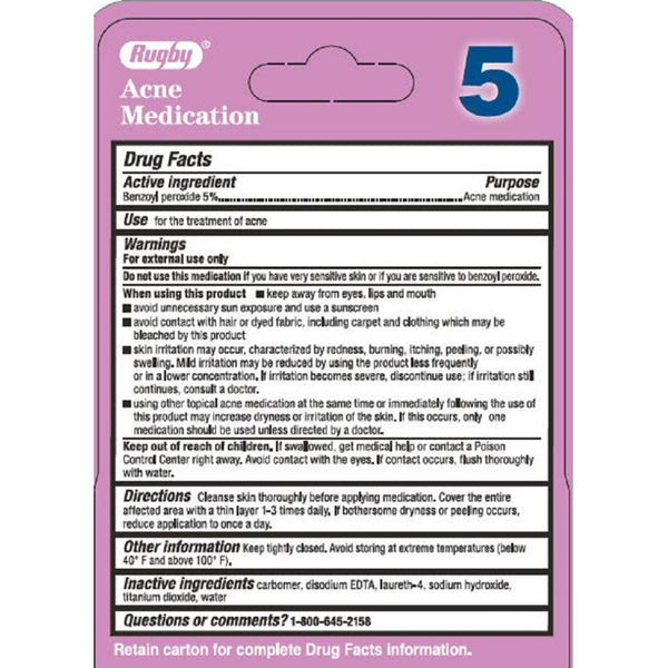 RUGBY BENZOYL PEROX GEL/ACNE MED