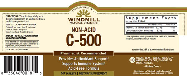 Windmill  Vitamin C Tablet 500mg Non-Acid