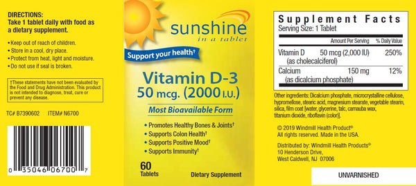 Windmill Sunshine Vitamin D 50 mcg (2000 IU)