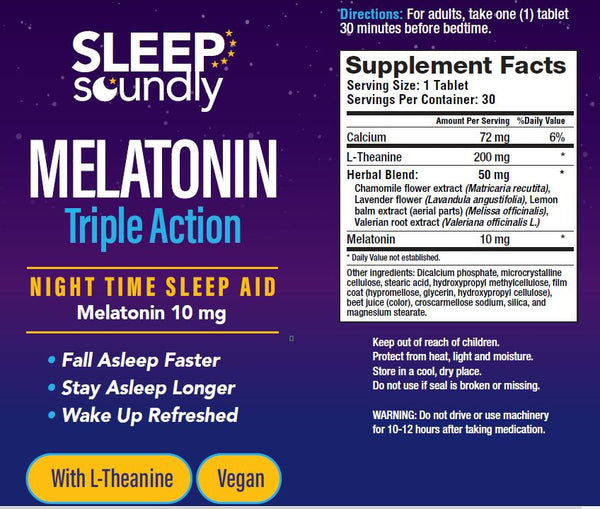 Windmill Sleep Soundly Melatonin Triple Action 10mg with L-Theanine