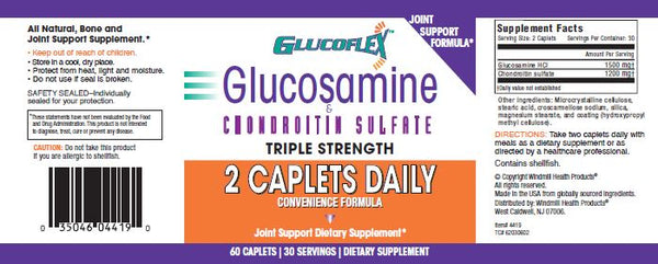 Glucoflex Glucosamine and Chondroitin Triple Strength, By Windmill 60 Capsules