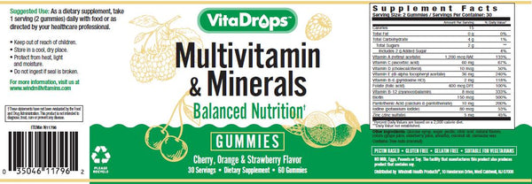 Windmill VitaDrops Multivitamin & Minerals Adult 60 Gummies