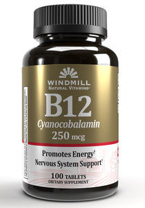 Windmill Natural Vitamins B12 Cyanocobalamin 250 mcg