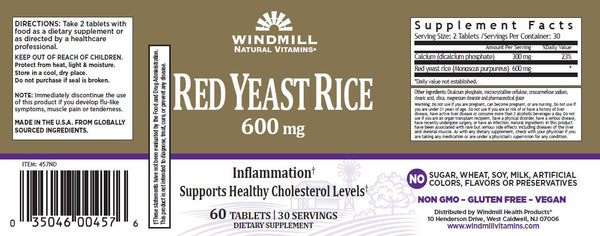 Windmill Natural Vitamin Red Yeast Rice 600 mg