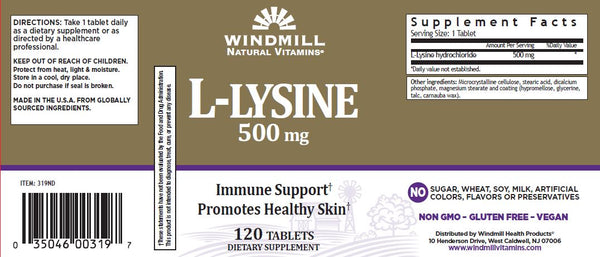 Windmill Natural Vitamin Lysine HCL 500 mg