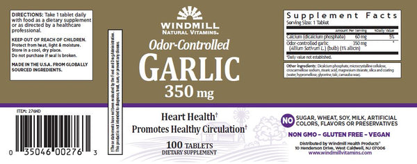 Windmill Natural Vitamin Odor-Controlled Garlic 350 mg