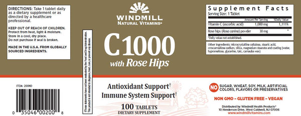 Windmill Natural Vitamins C-1000 with Rose Hips