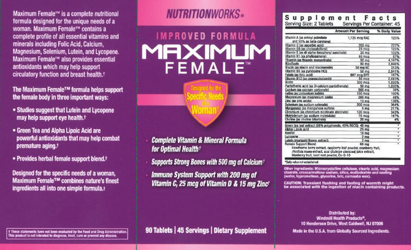 Maximum Female 90 Tablets