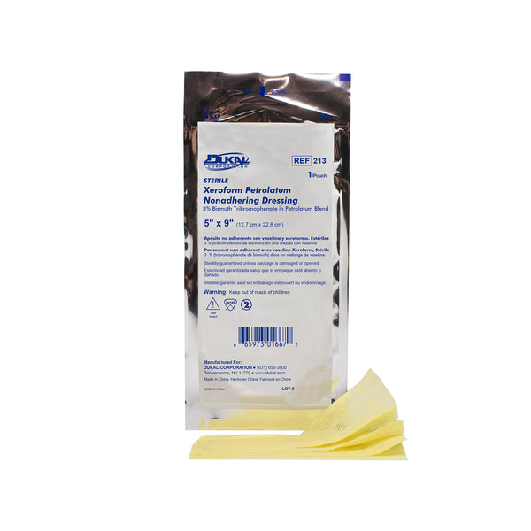 Dukal Xeroform Petrolatum Non-Adhering Dressing 5"x 9" Sterile