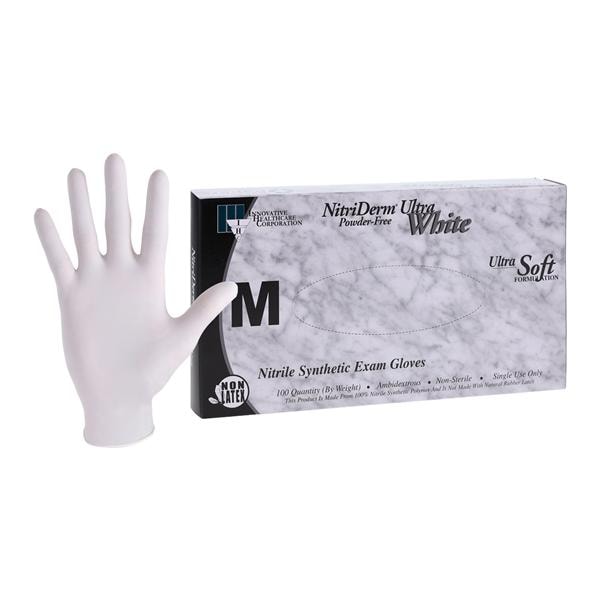 NitriDerm Glove Exam Ultra White Medium Powder Free