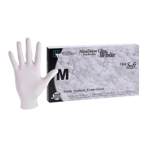 NitriDerm Glove Exam Ultra White Medium Powder Free
