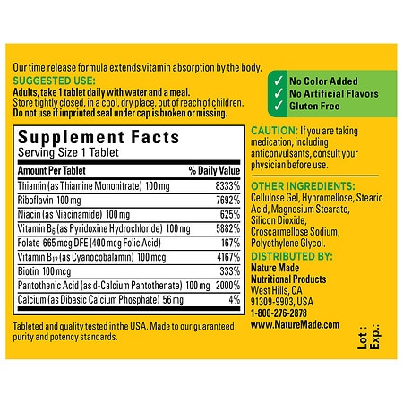 Nature Made Time Release B-100 B Complex 60 Tablets