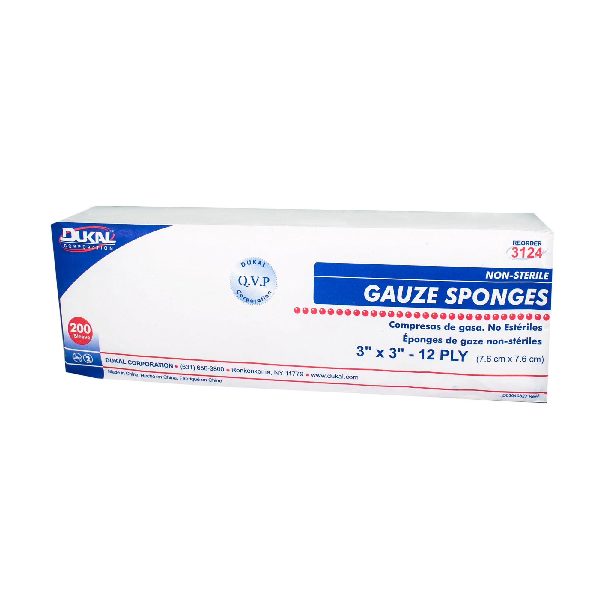 Dukal Gauze Sponge 3x3" 12 Ply Non-Sterile
