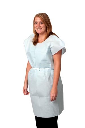 Pro Advantage P750033 Exam Gown, Tissue/Poly/Tissue, 30" x 42", Blue, Traditional Front/Back Opening