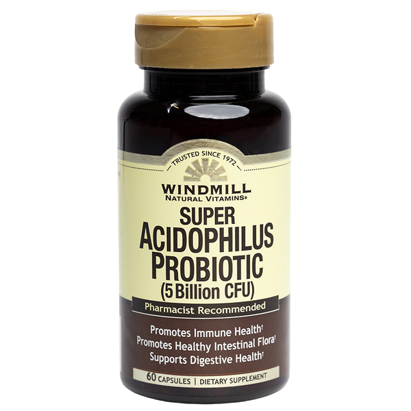 Windmill Natural Vitamins Super Probiotic Plus with Acidophilus (5 Billion CFU) 60 Capsules