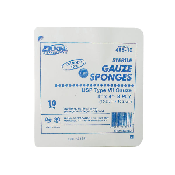 Dukal Gauze Sponges USP Type VII Gauze 4" x 4" 8-Ply Sterile