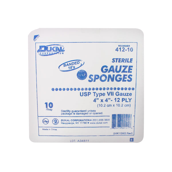 Dukal Sterile Gauze Sponges 4 x 4" 12-Ply