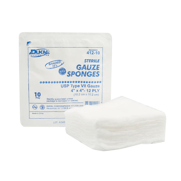 Dukal Sterile Gauze Sponges 4 x 4" 12-Ply