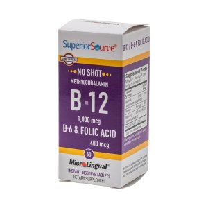Superior Source No Shot Vitamin B12 Methylcobalamin (1000 mcg), B6, Folic Acid, Quick Dissolve Sublingual Tablets, 60 Ct