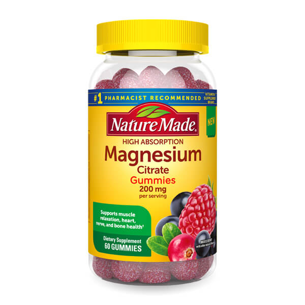 Nature Made High Absorption Magnesium Citrate Gummies 200mg Mixed Berry Flavored