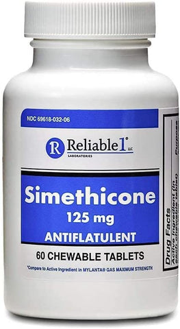 Reliable 1 Simethicone 125mg Antiflatulent Chewable Tablets