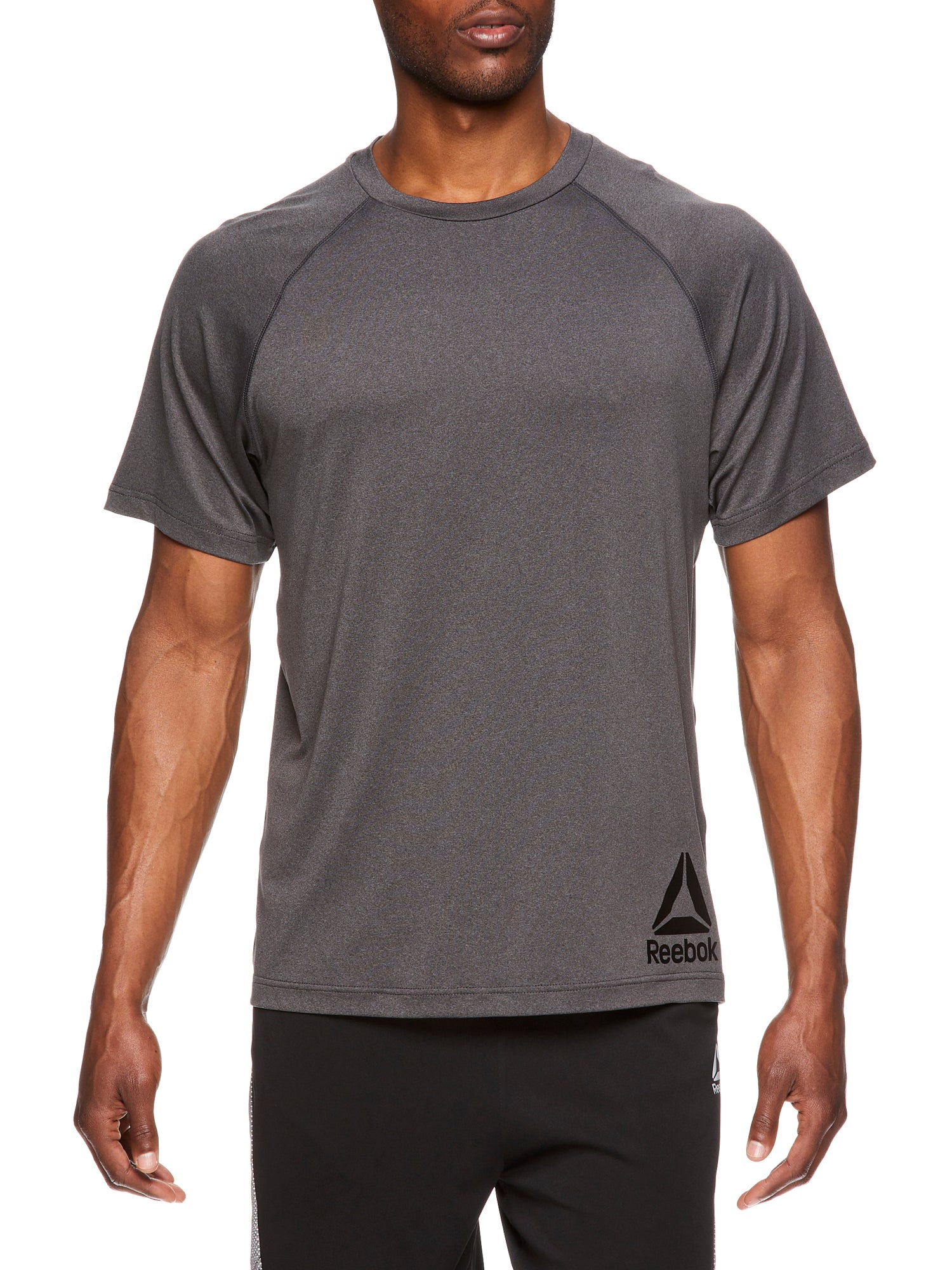 Reebok Mens T-shirt Duration Short Sleeve Performance Training Tops - Charcoal