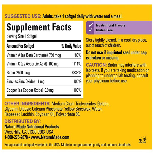 Nature Made Hair, Skin, Nails, 60 Softgels