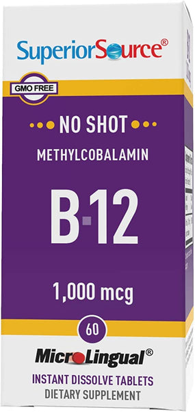 Superior Source No Shot Vitamin B12 Methylcobalamin, Quick Dissolve Sublingual Tablets