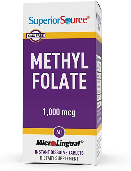 Superior Source Methylfolate 5-MTHF 1000 mcg, Quick Dissolve Sublingual Tablets, 60 Ct