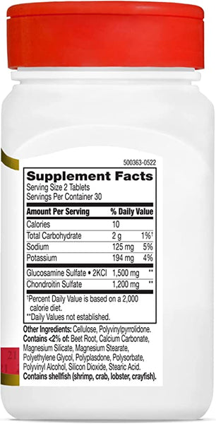 21st Century Glucosamine Chondroitin 750/600mg - Triple Strength, Tablets, 60 Count