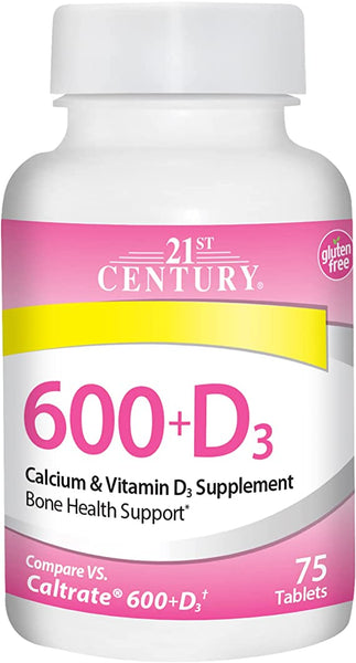 21st Century Calcium Plus D Supplement, 600 mg, 75 Count