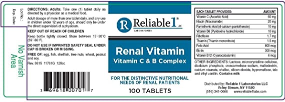 Reliable 1 Renal Vitamin C & B Complex