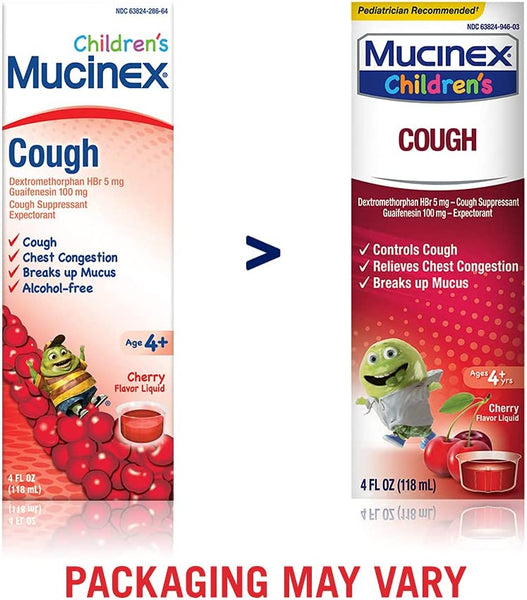 Mucinex Children's Expectorant Cough Suppressant Cherry 4.0 Fl Oz