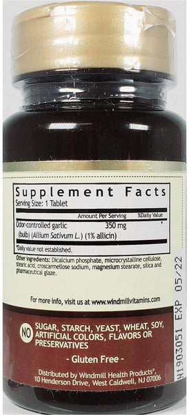 Windmill Natural Vitamin Odor-Controlled Garlic 350 mg