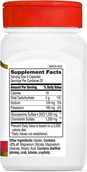 21st Century Glucosamine Chondroitin 500/400mg - Double Strength,60 Count